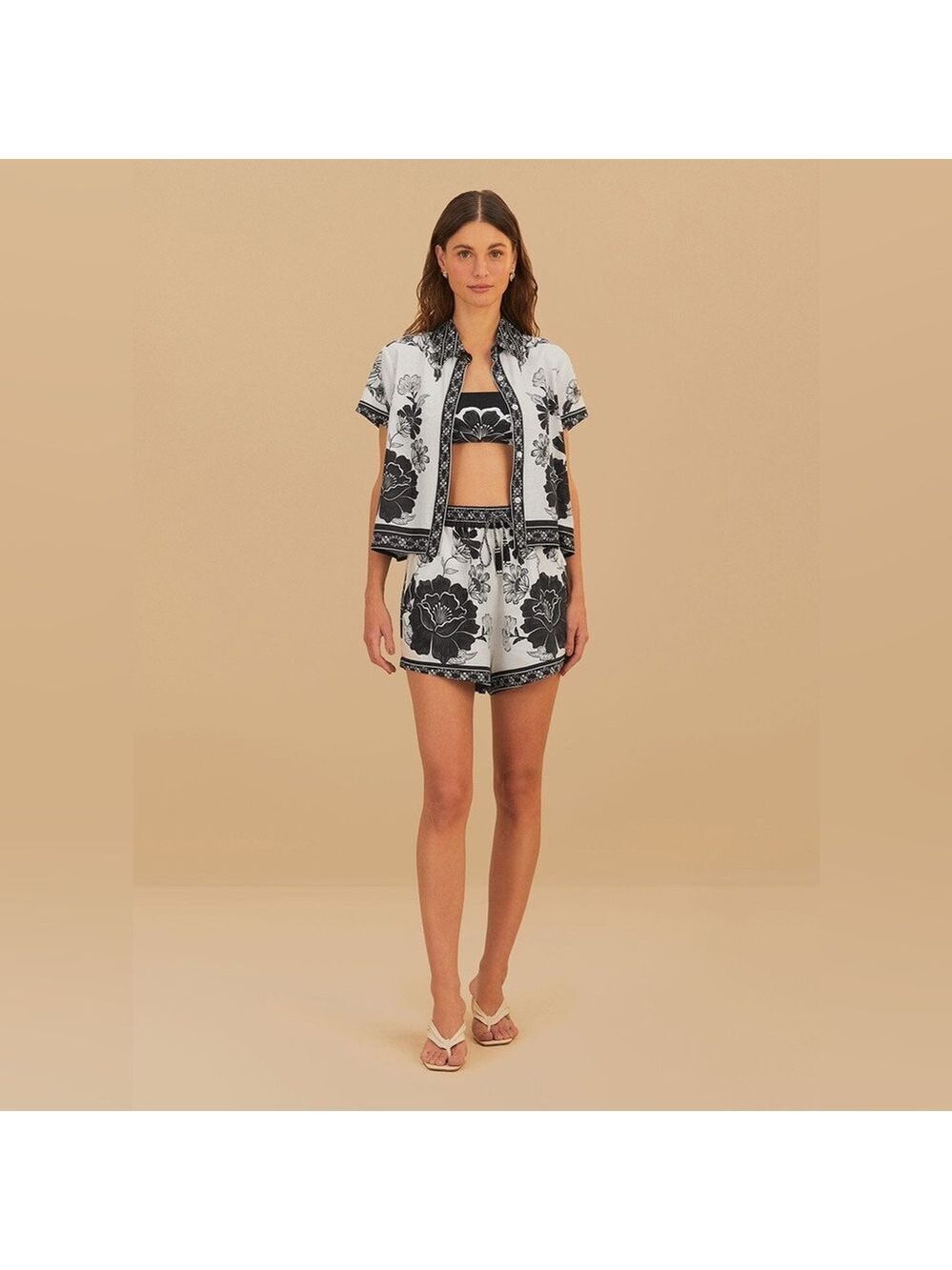 Farm Rio Off-White Flower Leopards Short